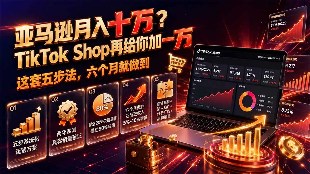亚马逊月入十万？TikTok Shop再给你加一万——这套五步法，六个月就做到【原创双语字幕】-心思维创富网_网上创业教程_网络创业项目