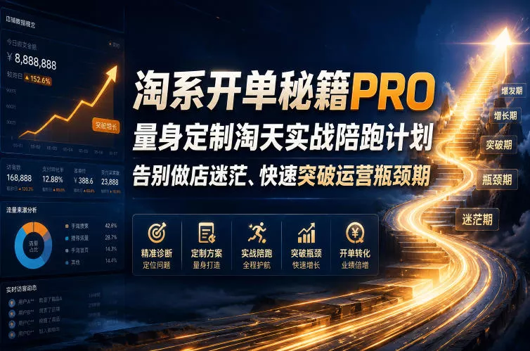 淘系开单秘籍PRO，量身定制淘天实战陪跑计划，告别做店迷茫、快速突破运营瓶颈期(更新260823)-心思维创富网_网上创业教程_网络创业项目
