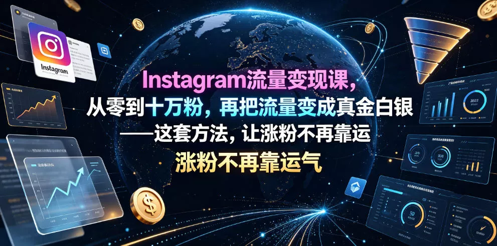 Instagram流量变现课，从零到十万粉，再把流量变成真金白银——这套方法，让涨粉不再靠运气【原创双语字幕】-心思维创富网_网上创业教程_网络创业项目