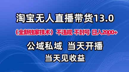 淘宝无人直播13.0，公域私域技术，不封号，不违规布局下半年旺季赛道，日入1K+(独家技术)【揭秘】-心思维创富网_网上创业教程_网络创业项目