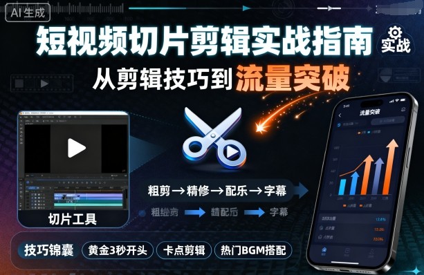 短视频切片剪辑实战指南，从剪辑技巧到流量突破-心思维创富网_网上创业教程_网络创业项目