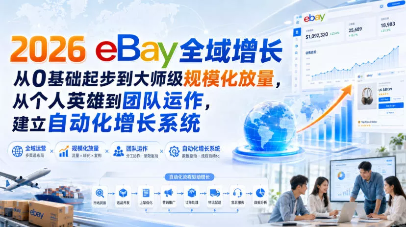 2026 eBay全域增长，从0基础起步到大师级规模化放量，从个人英雄到团队运作，建立自动化增长系统-心思维创富网_网上创业教程_网络创业项目