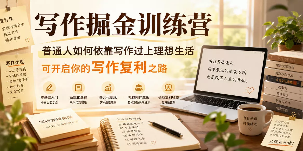 写作掘金训练营，普通人如何依靠写作过上理想生活，可开启你的写作复利之路(更新6月)-心思维创富网_网上创业教程_网络创业项目