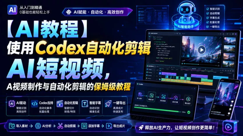 【AI教程】使用Codex自动化剪辑AI短视频，AI视频制作与自动化剪辑的保姆级教程-心思维创富网_网上创业教程_网络创业项目