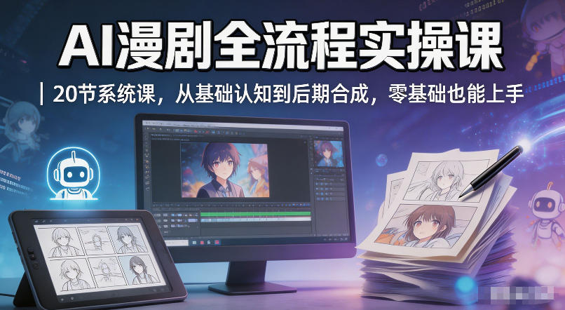AI漫剧全流程实操课｜20节系统课，从基础认知到后期合成，零基础也能上手-心思维创富网_网上创业教程_网络创业项目