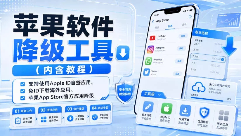 苹果软件降级工具(内含教程)，支持使用Apple ID自签应用、免ID下载海外应用、苹果App Store官方应用降级等-心思维创富网_网上创业教程_网络创业项目