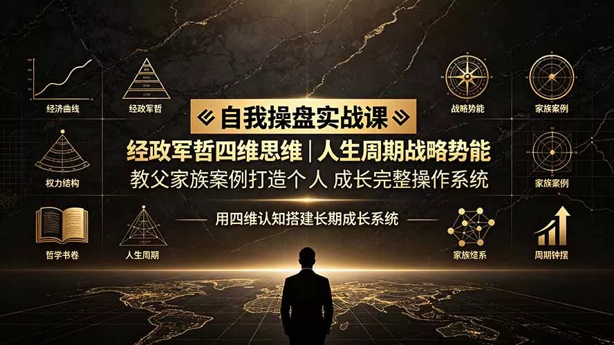 自我操盘实战课：经政军哲四维思维｜人生周期战略势能｜教父家族案例打造个人成长完整操作系统-心思维创富网_网上创业教程_网络创业项目