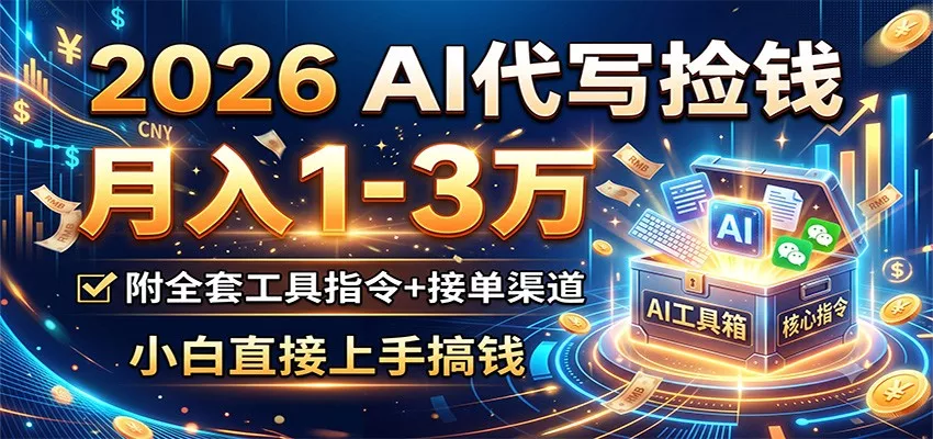 2026 AI代写捡钱，月入1-3万，附全套工具指令+接单渠道，小白直接上手搞钱-心思维创富网_网上创业教程_网络创业项目