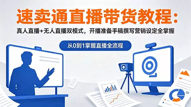 速卖通直播带货教程：真人直播+无人直播双模式，开播准备手稿撰写营销设定全掌握-心思维创富网_网上创业教程_网络创业项目