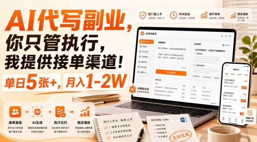 AI代写副业，你只管执行，我提供接单渠道！单日5张+，月入1-2W【揭秘】-心思维创富网_网上创业教程_网络创业项目