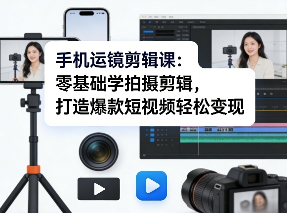 手机运镜剪辑课：零基础学拍摄剪辑，打造爆款短视频轻松变现-心思维创富网_网上创业教程_网络创业项目