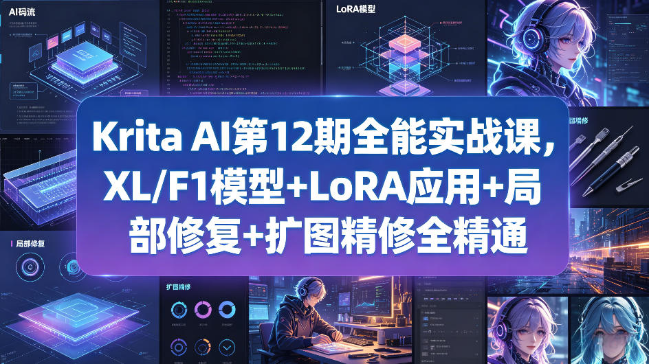 Krita AI第12期全能实战课，XL/F1模型+LoRA应用+局部修复+扩图精修全精通-心思维创富网_网上创业教程_网络创业项目