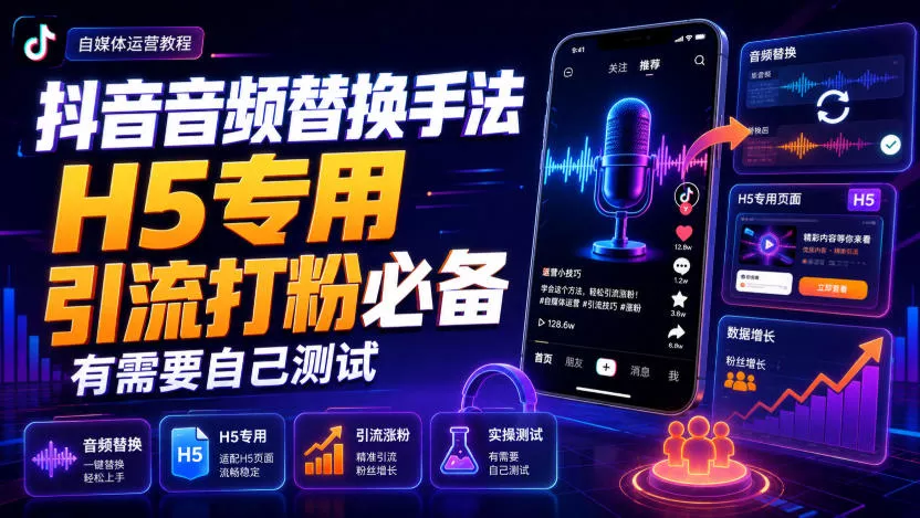 抖音音频替换手法H5专用，引流打粉必备，有需要自己测试-心思维创富网_网上创业教程_网络创业项目