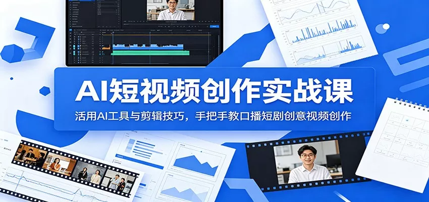 AI短视频创作实战课：活用AI工具与剪辑技巧，手把手教口播短剧创意视频创作-心思维创富网_网上创业教程_网络创业项目