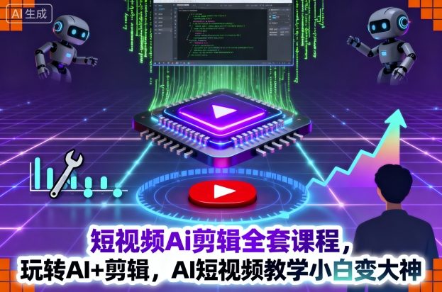 短视频Ai剪辑全套课程，玩转AI+剪辑，AI短视频教学小白变大神-心思维创富网_网上创业教程_网络创业项目