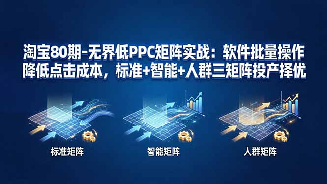 淘宝80期-无界低PPC矩阵实战：软件批量操作降低点击成本，标准+智能+人群三矩阵投产择优-心思维创富网_网上创业教程_网络创业项目