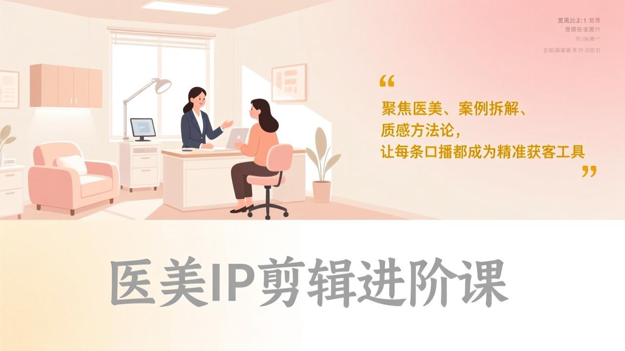 医美IP剪辑进阶课，聚焦医美、案例拆解、质感方法论，让每条口播都成为精准获客工具-心思维创富网_网上创业教程_网络创业项目