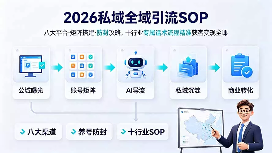 2026私域全域引流SOP｜八大平台·矩阵搭建·防封攻略，十行业专属话术流程精准获客变现全课-心思维创富网_网上创业教程_网络创业项目