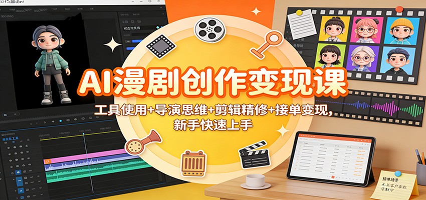 AI漫剧创作变现课：工具使用+导演思维+剪辑精修+接单变现，新手快速上手-心思维创富网_网上创业教程_网络创业项目
