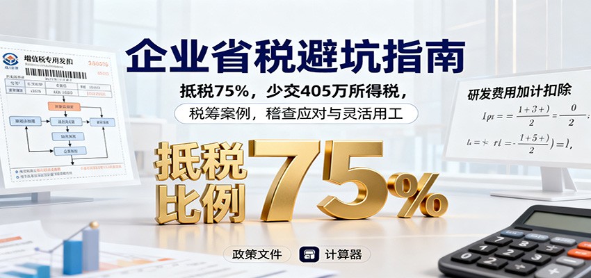 企业省税避坑指南：抵税75%，少交405万所得税，税筹案例，稽查应对与灵活用工-心思维创富网_网上创业教程_网络创业项目