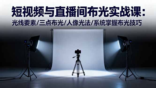 短视频与直播间布光实战课：光线要素/三点布光/人像光法/系统掌握布光技巧-心思维创富网_网上创业教程_网络创业项目