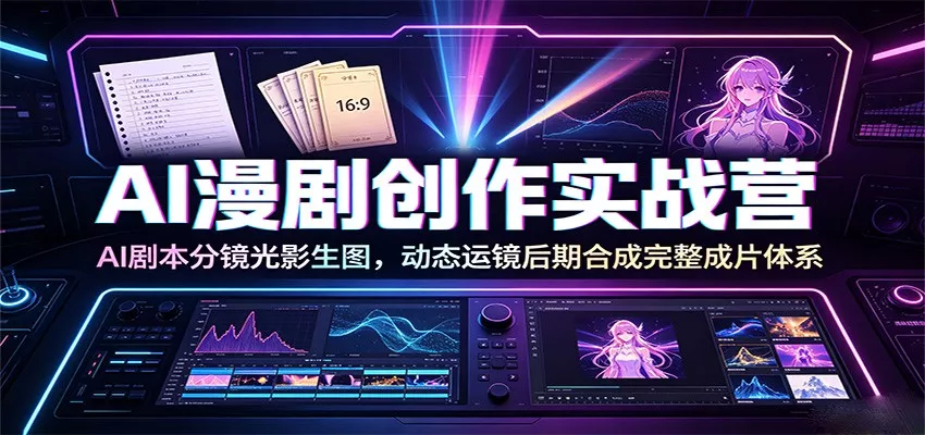 AI漫剧创作实战营：AI剧本分镜光影生图，动态运镜后期合成完整成片体系-心思维创富网_网上创业教程_网络创业项目