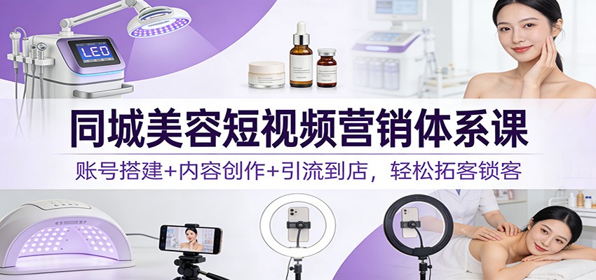 同城美容短视频营销体系课：账号搭建+内容创作+引流到店，轻松拓客锁客-心思维创富网_网上创业教程_网络创业项目