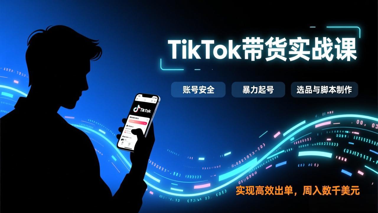 TikTok带货实战课，涵盖账号安全、暴力起号、选品与脚本制作，实现高效出单，周入数千美元-心思维创富网_网上创业教程_网络创业项目