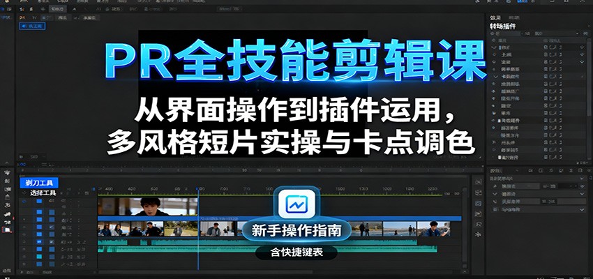PR全技能剪辑课：从界面操作到插件运用，多风格短片实操与卡点调色-心思维创富网_网上创业教程_网络创业项目