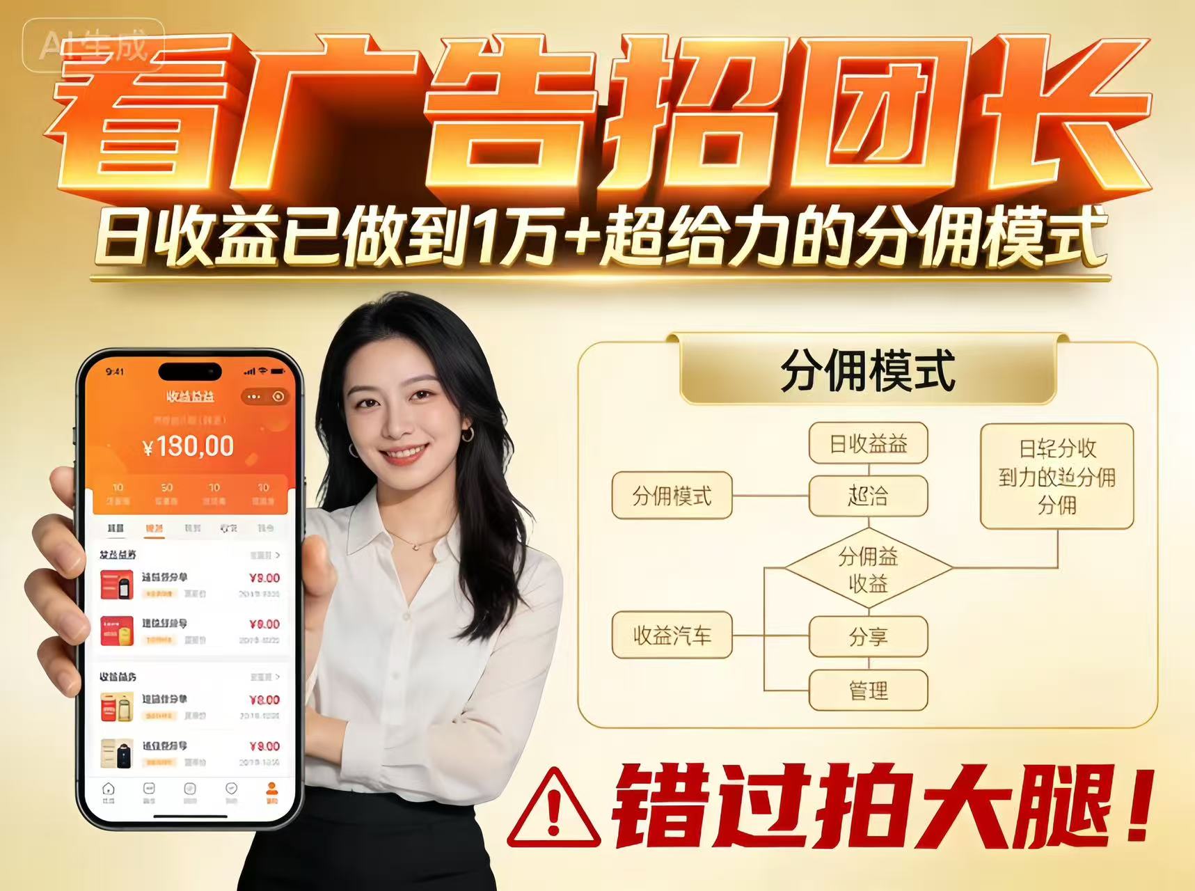 看广告招团长，团队收益已做到日入1万，分佣模式超给力，错过拍大腿-心思维创富网_网上创业教程_网络创业项目