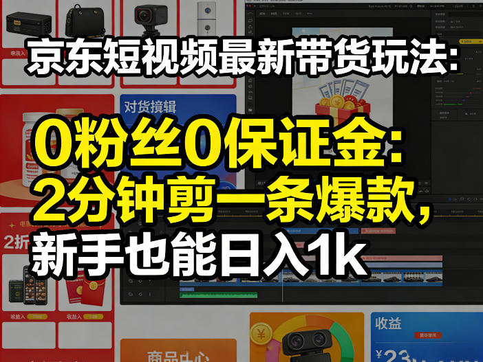 京东短视频最新带货玩法，0粉丝0保证金，2分钟剪一条爆款，新手也能日入1k+【揭秘】-心思维创富网_网上创业教程_网络创业项目