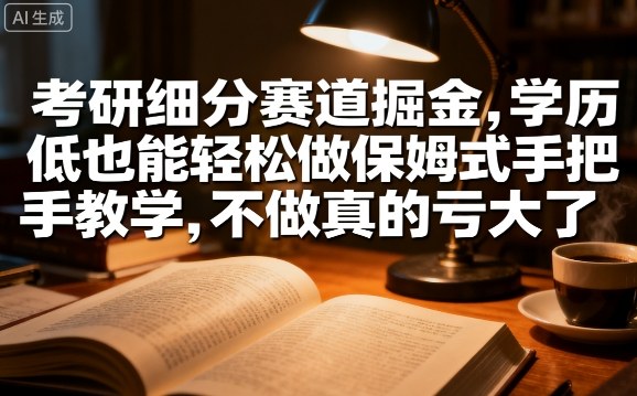 考研细分赛道掘金，日入1k+，学历低也能轻松做保姆式手把手教学，不做真的亏大了【揭秘】-心思维创富网_网上创业教程_网络创业项目