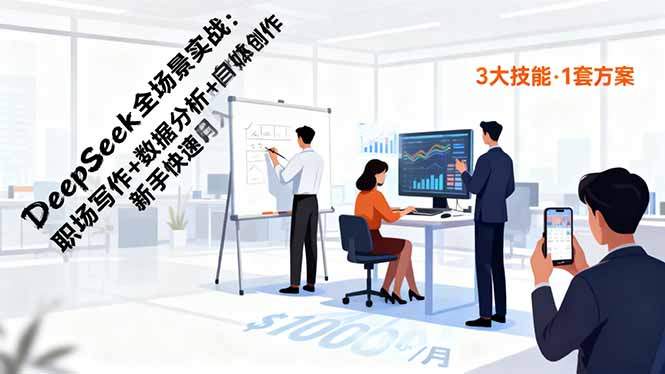 DeepSeek全场景实战：职场写作+数据分析+自媒体创作，新手快速月入过万-心思维创富网_网上创业教程_网络创业项目