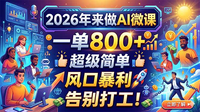 2026年来做AI微课，一单800+，超级简单，风口暴利，告别打工！-心思维创富网_网上创业教程_网络创业项目