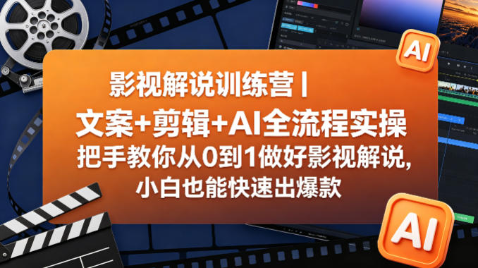 影视解说训练营｜文案+剪辑+AI全流程实操，把手教你从0到1做好影视解说，小白也能快速出爆款-心思维创富网_网上创业教程_网络创业项目