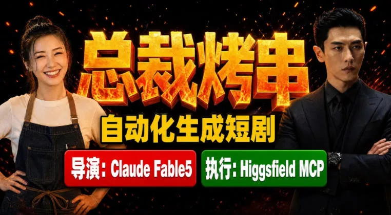 Claude Fable5担任导演+Higgsfield MCP落地执行｜《总裁烤串》真人质感短剧全自动AI生成全流程教学-心思维创富网_网上创业教程_网络创业项目