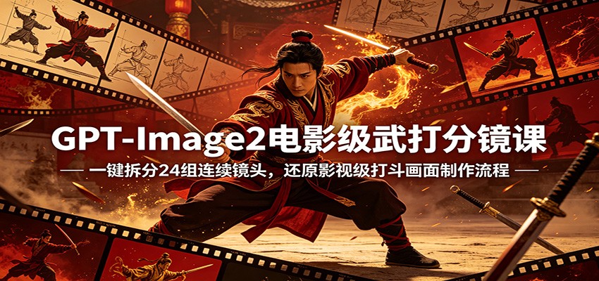 GPT-Image2电影级武打分镜课：一键拆分24组连续镜头，还原影视级打斗画面制作流程-心思维创富网_网上创业教程_网络创业项目