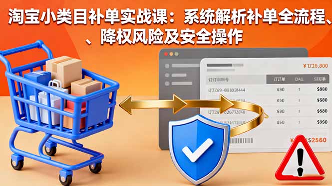淘宝小类目补单实战课：系统解析补单全流程、降权风险及安全操作-心思维创富网_网上创业教程_网络创业项目