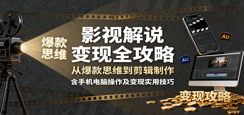 影视解说变现全攻略：从爆款思维到剪辑制作，含手机电脑操作及变现实用技巧-心思维创富网_网上创业教程_网络创业项目