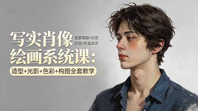写实肖像绘画系统课：造型+光影+色彩+构图全套教学，配套笔刷+示范+作业点评-心思维创富网_网上创业教程_网络创业项目