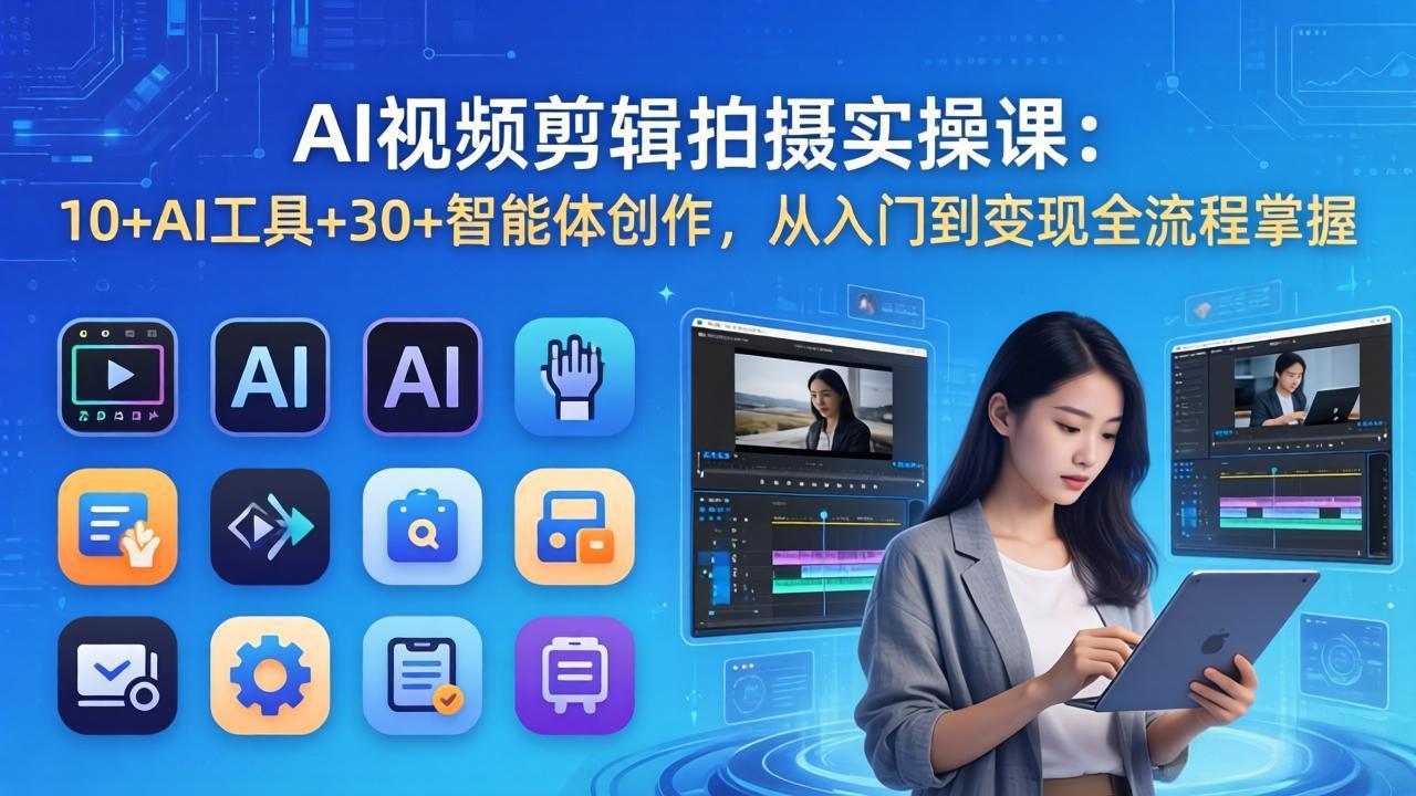 AI 视频剪辑拍摄实操课：10+AI工具+30+智能体创作，从入门到变现全流程掌握-心思维创富网_网上创业教程_网络创业项目