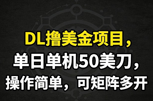 DL撸美金项目，单日单机50美刀，操作简单，可矩阵多开-心思维创富网_网上创业教程_网络创业项目