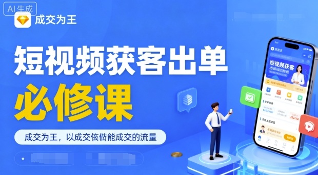 短视频获客出单必修课，成交为王，以成交为导向，直接做能成交的流量-心思维创富网_网上创业教程_网络创业项目