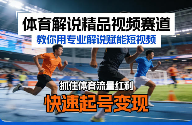 体育解说精品视频赛道，教你用专业解说赋能短视频，抓住体育流量红利，快速起号变现-心思维创富网_网上创业教程_网络创业项目