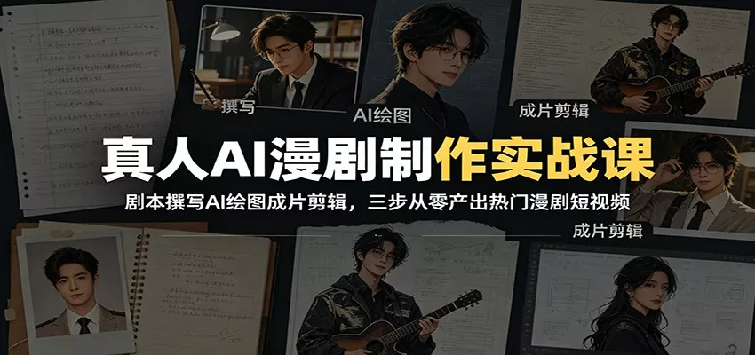 真人AI漫剧制作实战课：剧本撰写AI绘图成片剪辑，三步从零产出热门漫剧短视频-心思维创富网_网上创业教程_网络创业项目