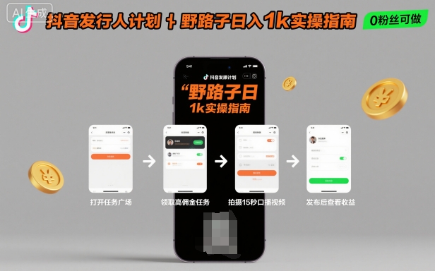 抖音发行人计划全新野路子玩法，随时随地，只要有手机，就能操作，日入1k+【揭秘】-心思维创富网_网上创业教程_网络创业项目