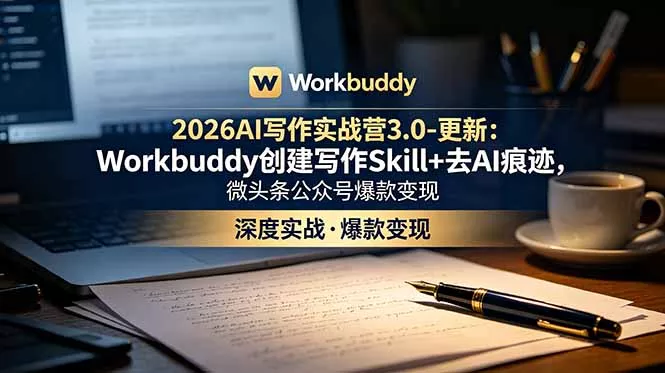 2026AI写作实战营3.0-更新：Workbuddy创建写作Skill+去AI痕迹，微头条公众号爆款变现-心思维创富网_网上创业教程_网络创业项目