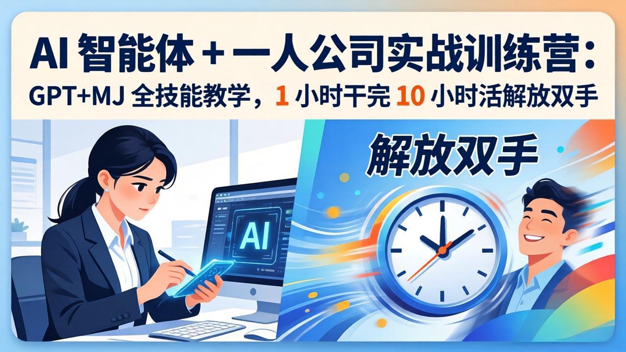AI 智能体 + 一人公司实战训练营：GPT+MJ 全技能教学，1 小时干完 10 小时活解放双手-心思维创富网_网上创业教程_网络创业项目