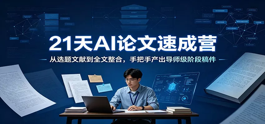 21天AI论文速成营：从选题文献到全文整合，手把手产出导师级阶段稿件-心思维创富网_网上创业教程_网络创业项目