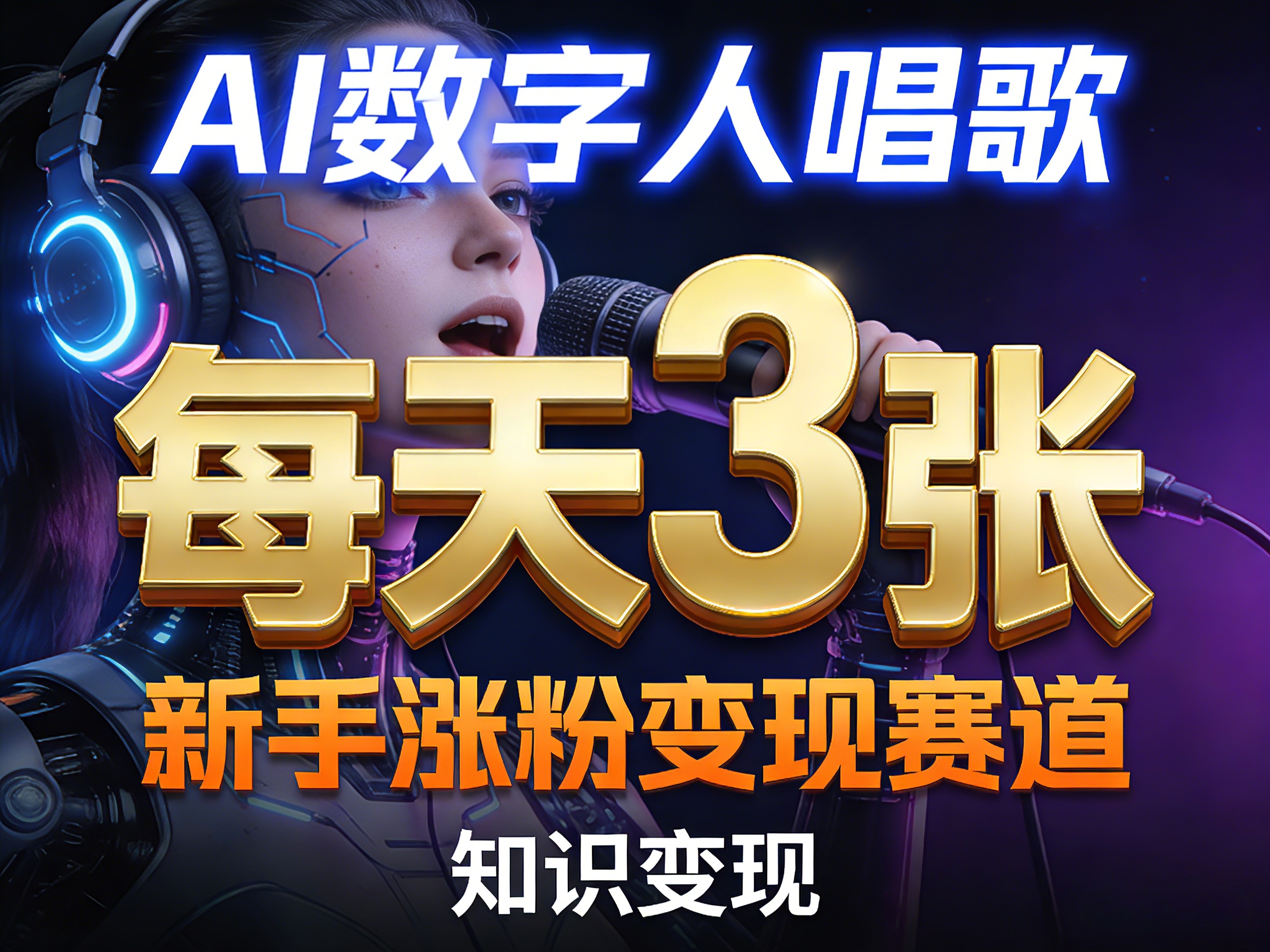 AI数字人唱歌，新手涨粉变现赛道，每天3张和知识付费，副业必备-心思维创富网_网上创业教程_网络创业项目